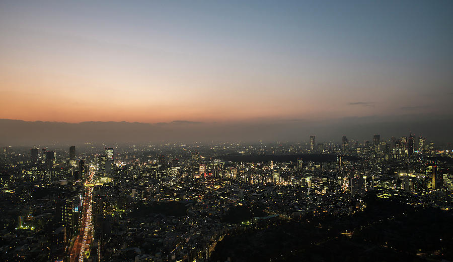 Panorama Of Shibuya, Tokyo By Night Photograph by Lycien Jantos