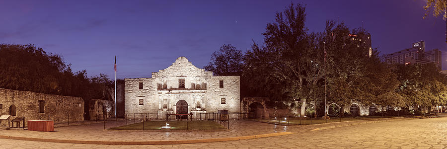 Panorama of The Alamo at Dawn - San Antonio Texas Photograph by Silvio Ligutti