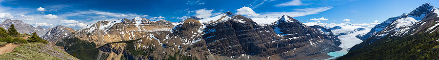 Panorama of the Canadian Rocky Mountains and the Saskatchewan Glacier  Photograph by Ami Parikh