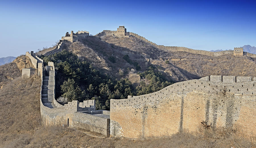 Nature Photograph - Panorama of the Great Wall of China by Brendan Reals
