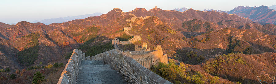 Panorama Of The Great Wall Of China Photograph by Peter Adams