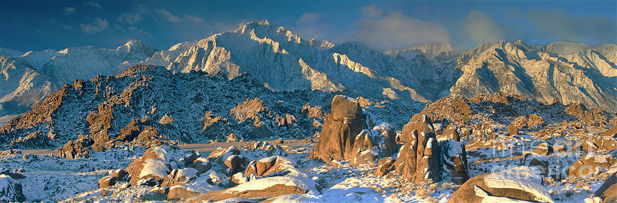 Panorama Snow Covers the Alabama Hills Photograph by Dave Welling