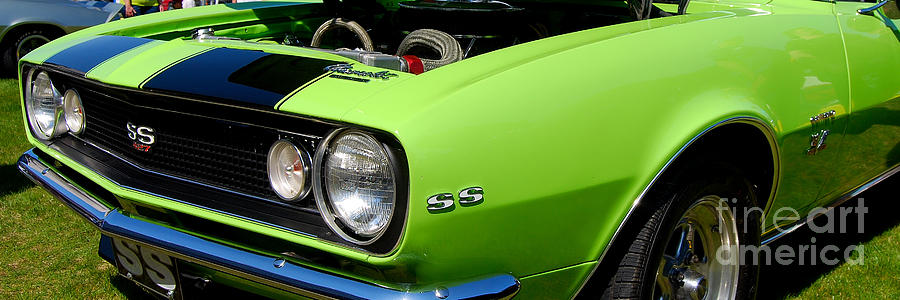 1968 Camaro Ss Photograph - panoramic lt. green Camaro by Mark Spearman