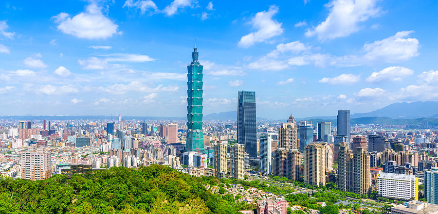 Panoramic of city Taipei with capital building Taipei 101, Taiwan Photograph by GoranQ