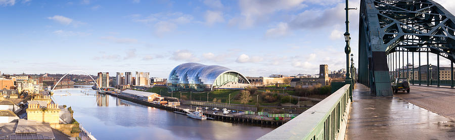 Architecture Photograph - Panoramic of Newcastle and Gateshead quayside by David Head