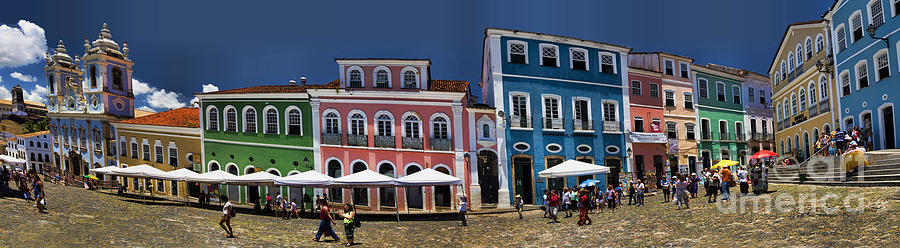 Architecture Photograph - Panoramic of Salvador Brazil Street Scene by David Smith