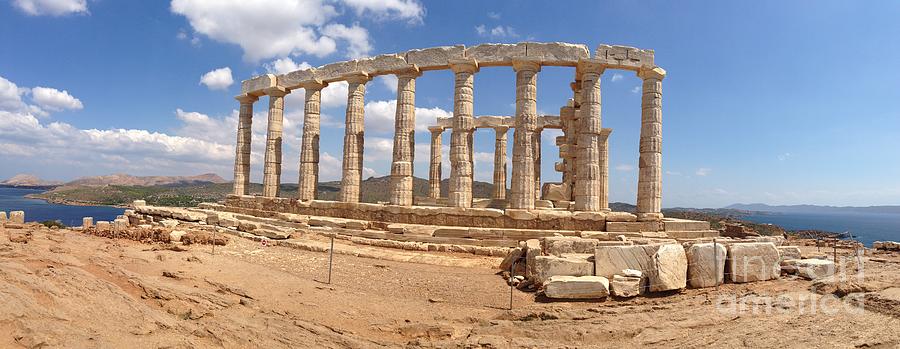 Panoramic Of The Temple Of Poseidon Photograph by Denise Railey