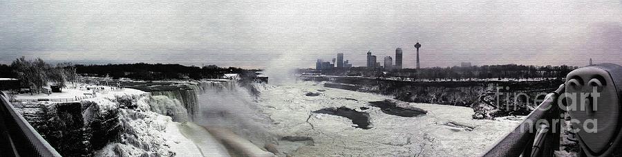 Panoramic Photo of Niagara Falls Partially Frozen Over Photograph by Rose Santuci-Sofranko