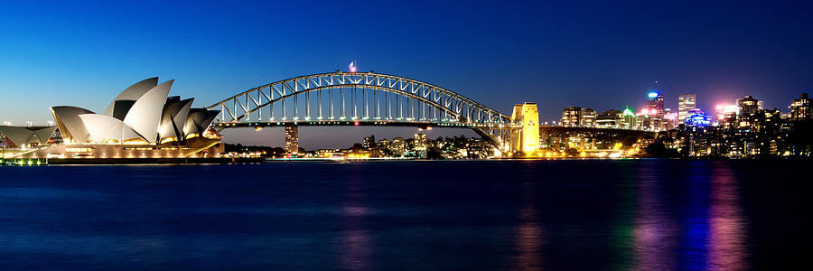 Panoramic Photo of Sydney Night Scenery Photograph by Yew Kwang - Fine ...