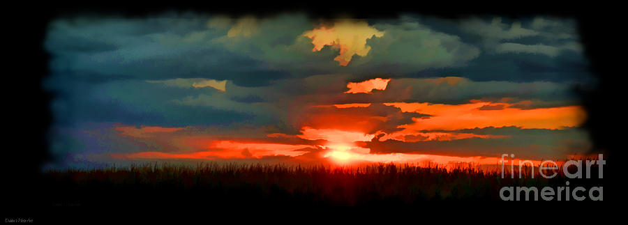 Panoramic Sunset - Digital Paint Photograph by Debbie Portwood