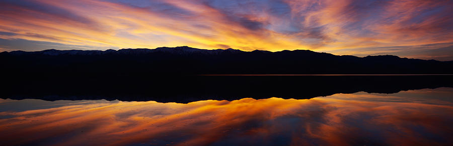 Death Valley National Park Photograph - Panoramic View At Sunset Of Flooded by Panoramic Images