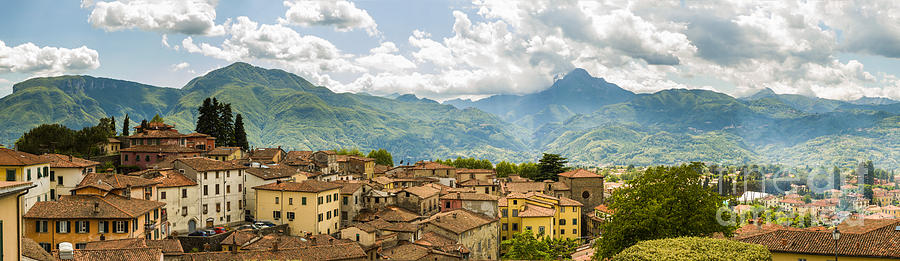 Panoramic view from Barga in Italy of the appeninies Photograph by Peter Noyce