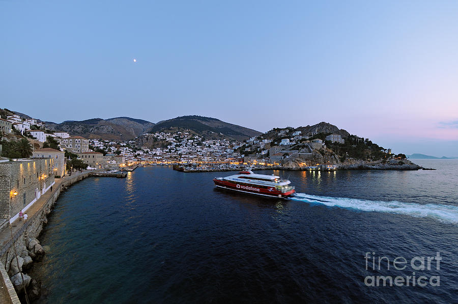 Fisheye Photograph - Panoramic view of Hydra port by George Atsametakis
