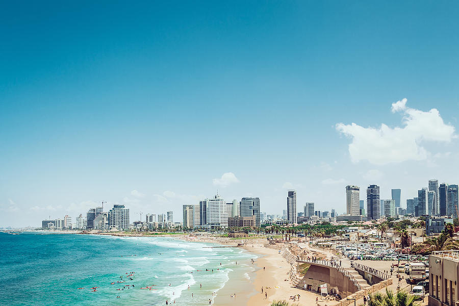 Panoramic view of Tel Aviv and Mediterranean Sea Photograph by Kolderal