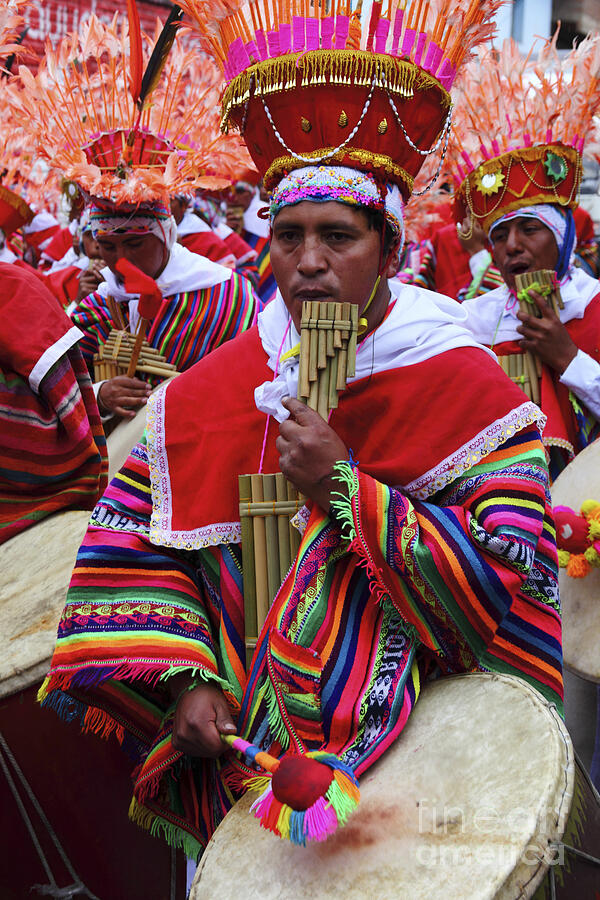 Panpipe Musician Peru Photograph by James Brunker