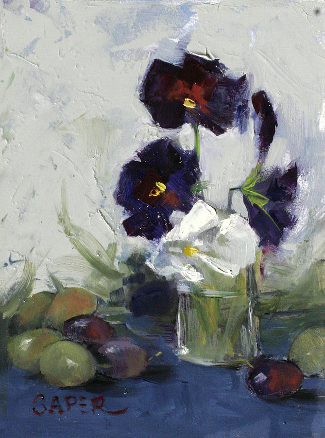 Still Life Painting - Pansies by Chris  Saper