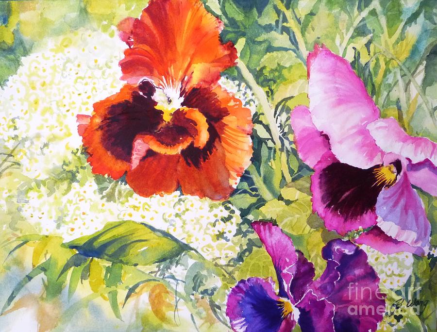 Pansies Delight #2 Painting by Betty M M Wong