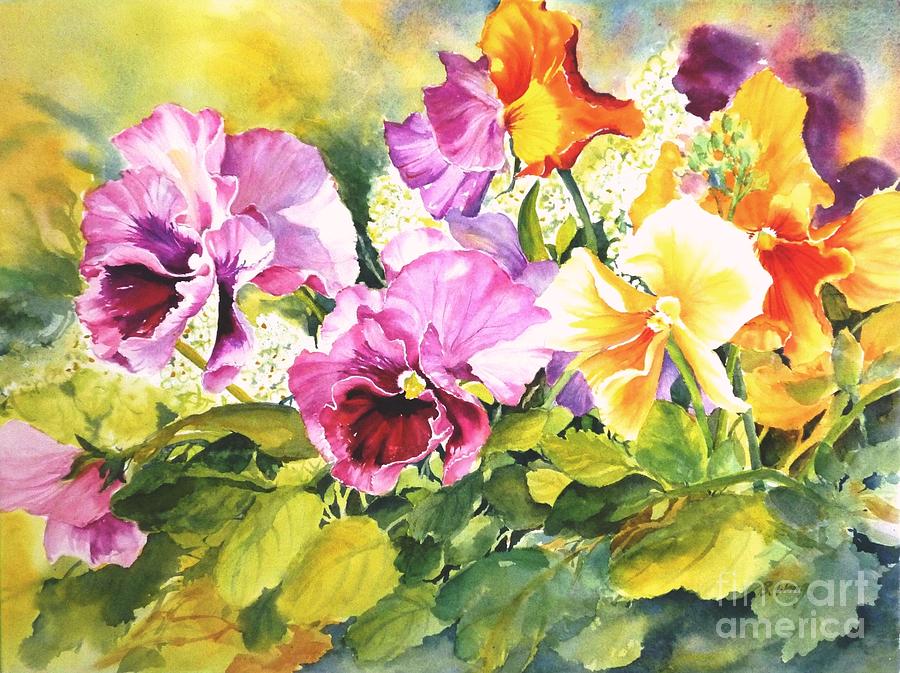 Pansies Delight #3 Painting by Betty M M Wong