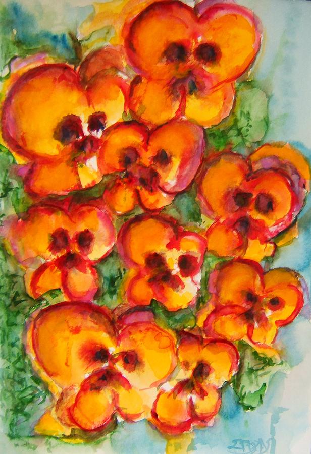 Flower Painting - Pansies Love Us by Elaine Duras
