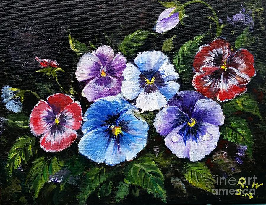 Pansies Painting by Rose Wang