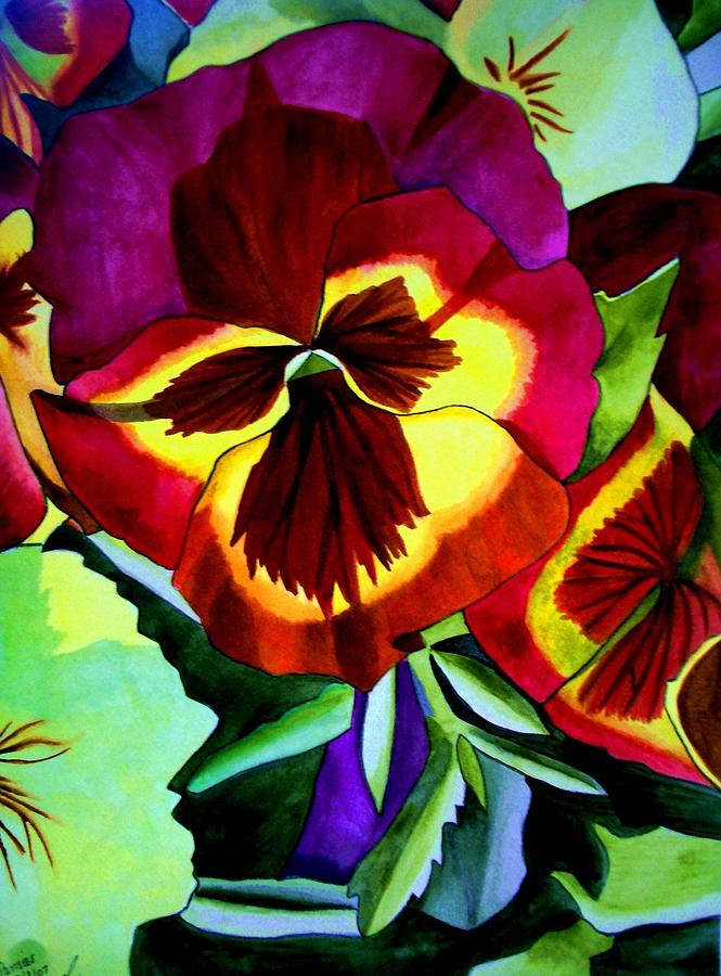 Pansies Painting - Pansies by Sacha Grossel Pansies Painting - Pansies by Sacha Grossel