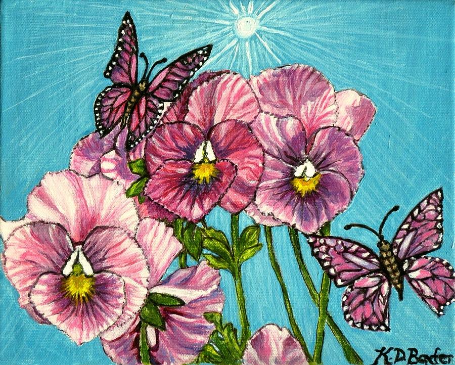 Pansy Pinwheels and the Magical Butterflies Painting by Kimberlee Baxter