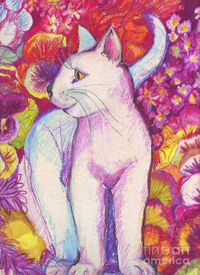 Flower Drawing - Pansy the Cat by Susan Brown    Slizys art signature name