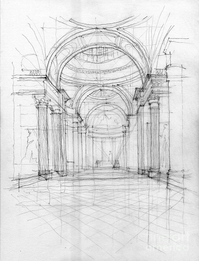 Architecture Drawing - Pantheon interior by Peut Etre