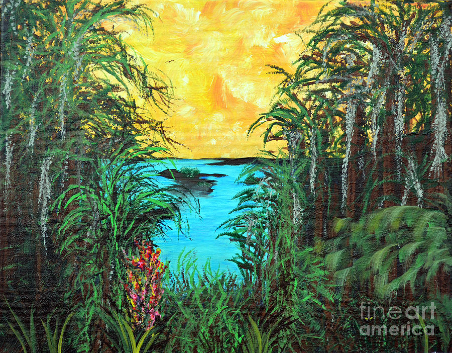 Flower Painting - Panther Island In the Bayou by Alys Caviness-Gober