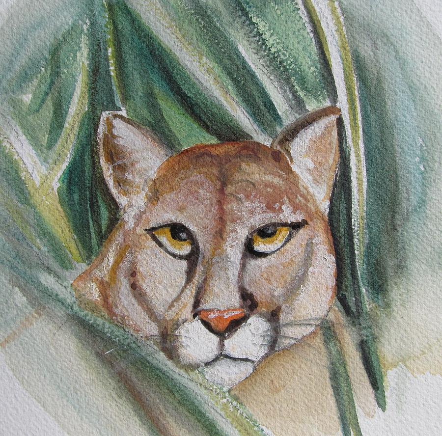 Panther Portrait Painting by Melinda Saminski
