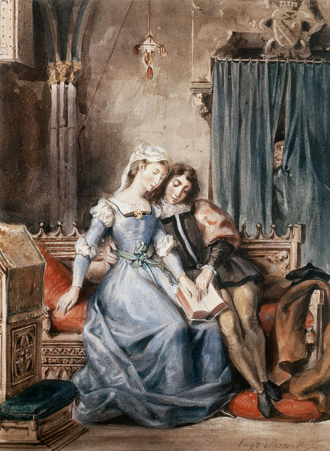Curtain Photograph - Paolo Malatesta And Francesca Da Rimini Wc On Paper by Eugene Delacroix