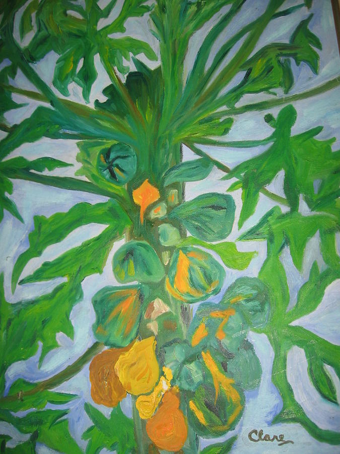 Papayas Painting by Clare Ventura