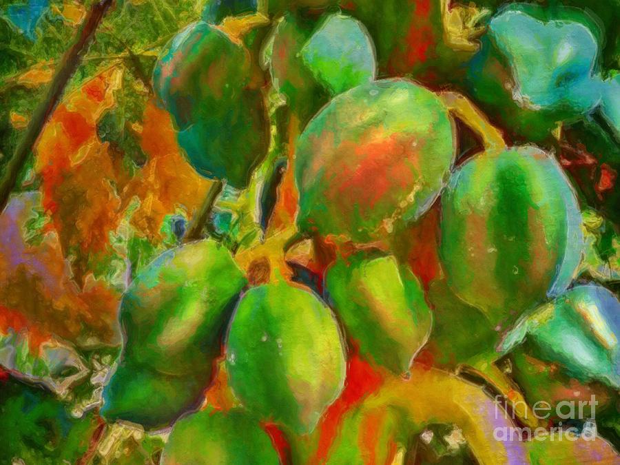 H Papayas Getting Ripe - Horizontal  Painting by Lyn Voytershark