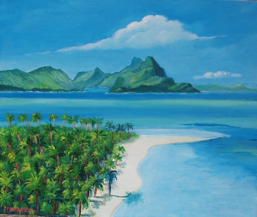 Papeete Bay in Tahiti Painting by Jean Pierre Bergoeing