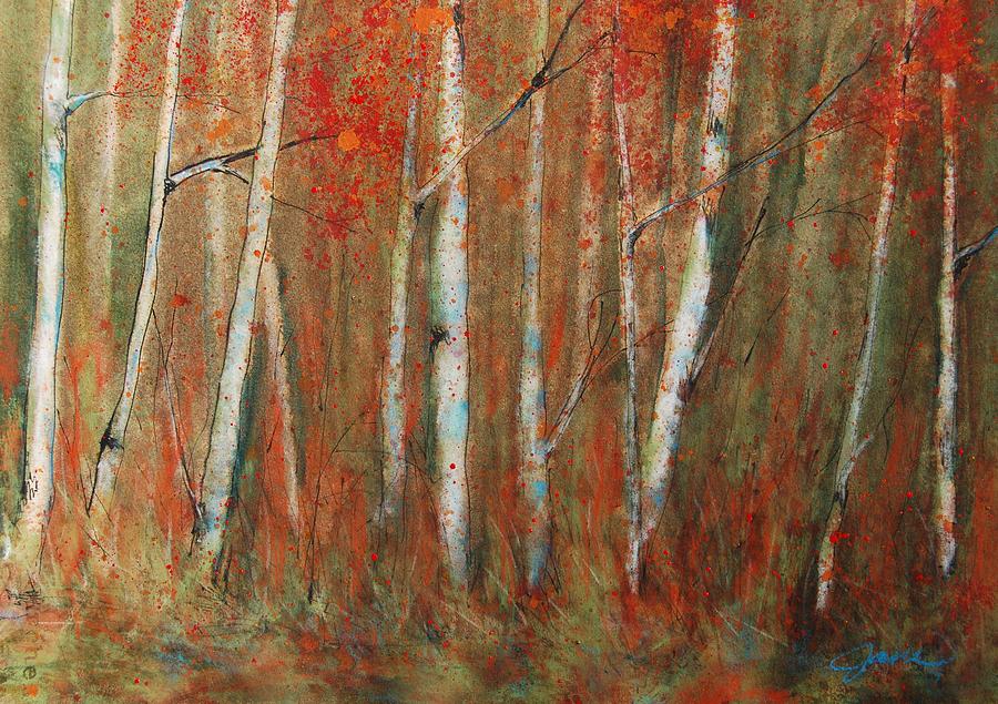 Paper Birch Painting by Jani Freimann