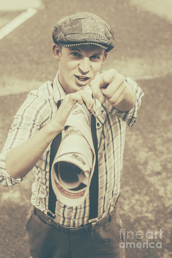 Newspaper Photograph - Paper boy yelling out breaking news headlines by Jorgo Photography