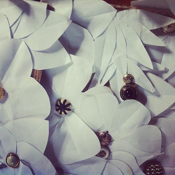 Flower Photograph - #paper Flowers | #buttons #gold by Harrison Stone