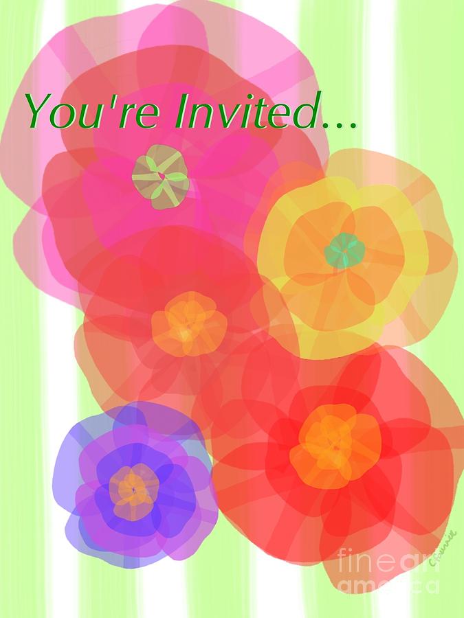 Paper Flowers invitation  Digital Art by Christine Fournier