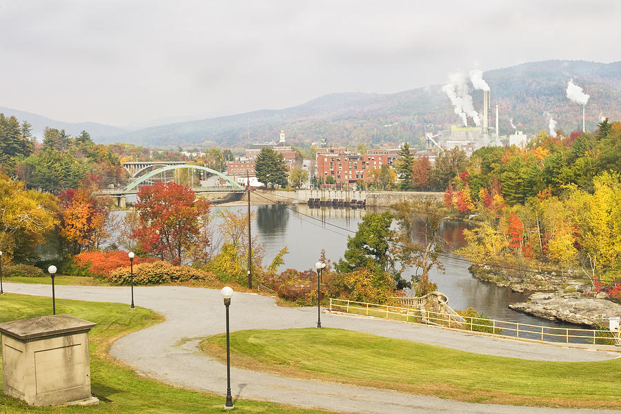 Paper Mill and Fall Colors in Rumford Maine Photograph by Keith Webber Jr