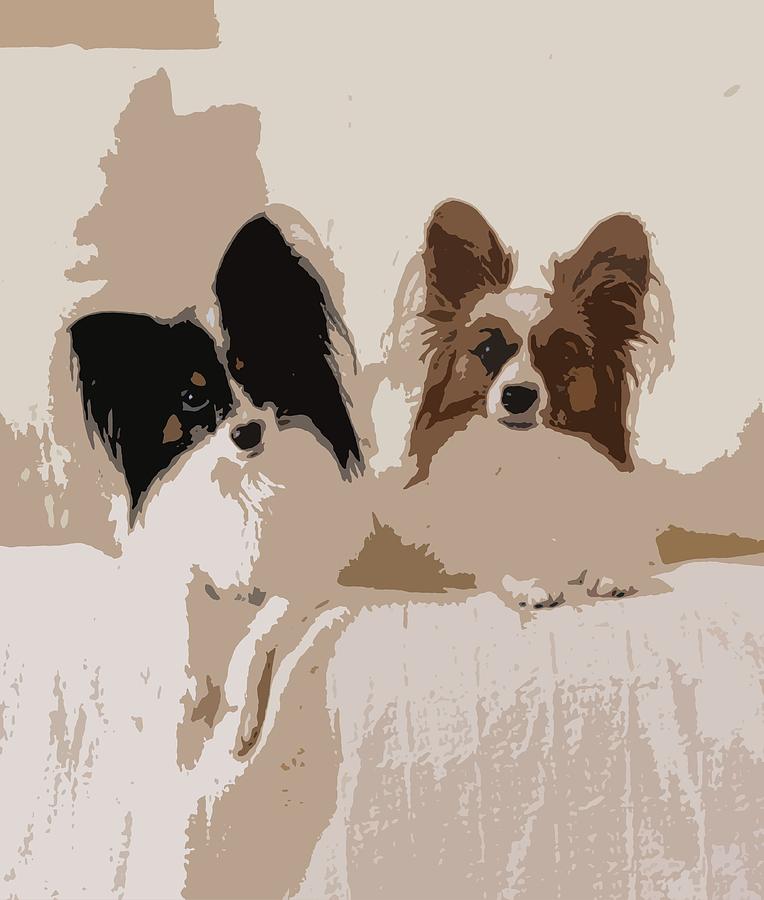 Papillon Dog Abstract Painting by Olde Time  Mercantile