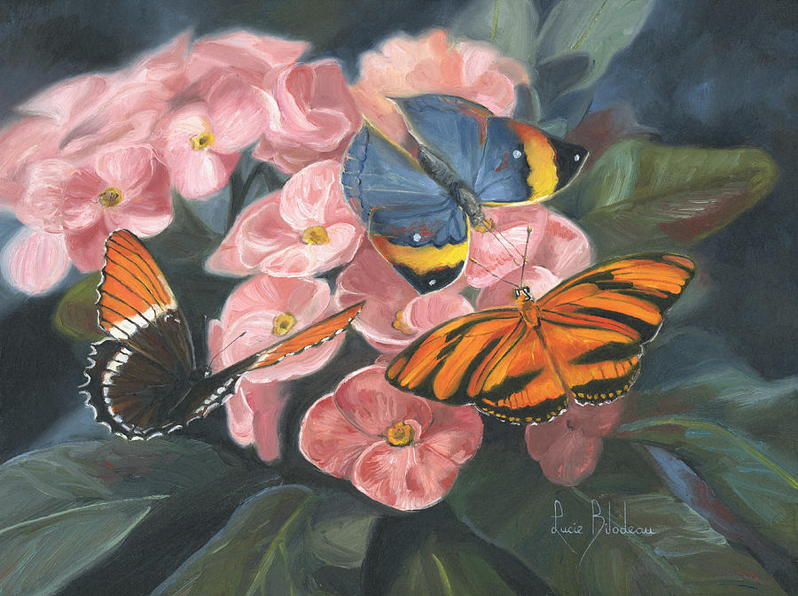 Papillons Painting by Lucie Bilodeau