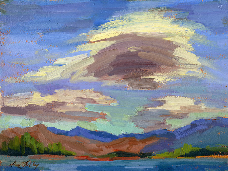Papoose Lake and Clouds Painting by Diane McClary