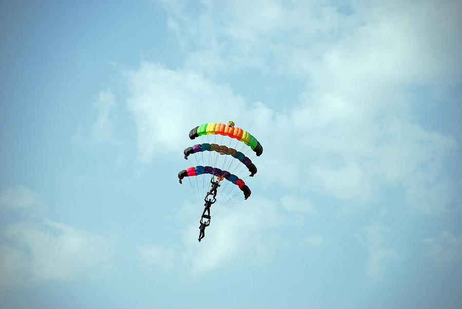 Parachutes Photograph - Para drop by S S Cheema