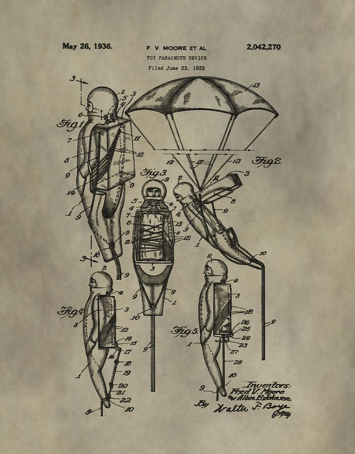 Toy Digital Art - Parachute Toy Patent by Dan Sproul Toy Digital Art - Parachute Toy Patent by Dan Sproul