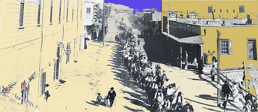 Parade honoring General Nelson A. Miles  11-08-1887 Geronimos capture Tucson color added 2008 Photograph by David Lee Guss