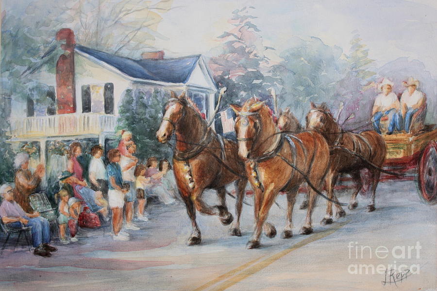 Horse Painting - Parade by Linda Hall