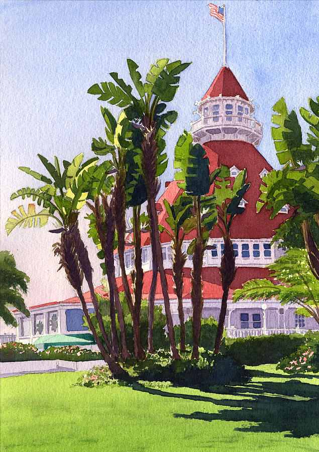 Paradise at the Hotel Del Coronado Painting by Mary Helmreich