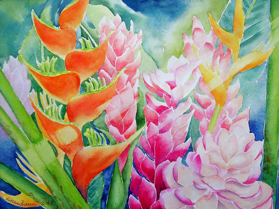 Tropical Floral Painting - Paradise Bouquet by Kathleen Rutten