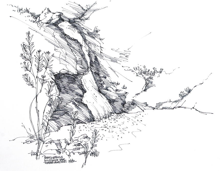 Paradise Falls Thousand Oaks California Drawing by Robert Birkenes