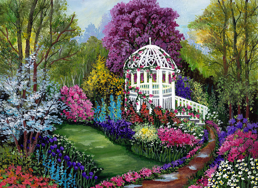Paradise Garden Painting by Bonnie Cook
